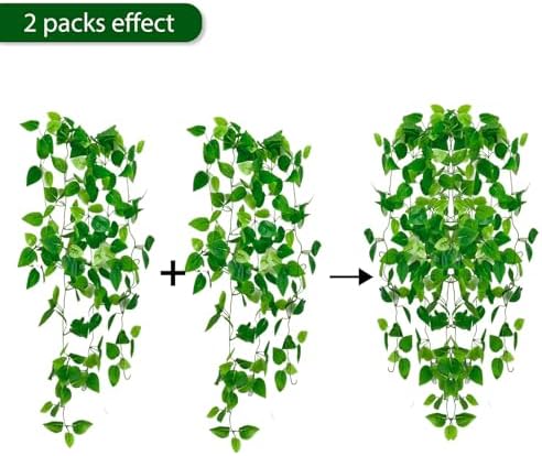 Freyalife Fake Hanging Plants for Room Decor, Artificial Ivy vines Greenery Leaves Garlands for Home Aesthetic living Bedroom kitchen Office Wall patio Bookshelf, Indoor,Outdoor decorations(No Basket) - Image 3