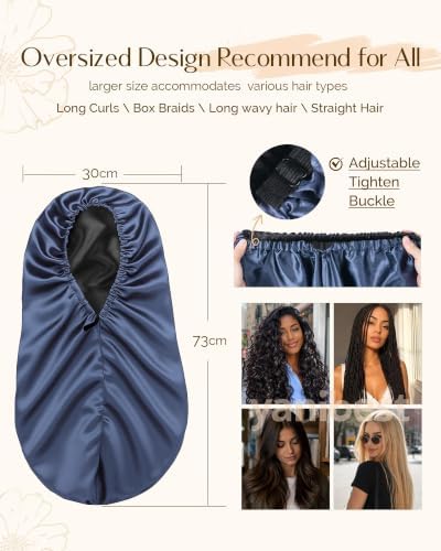 YANIBEST Adjustable Satin Sleep Bonnet, Double Layer Extra Long Hair Bonnet - Image 4