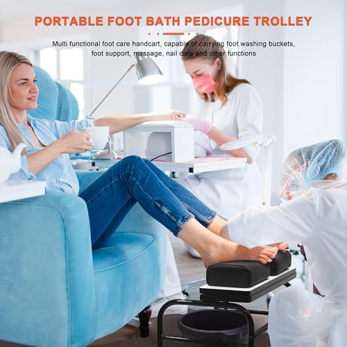 Elitzia Pedicure Cart with Wheels & Leg Pads, Salon Trolley Nail Foot Care - Image 2