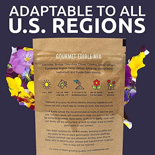 Wildflower Seeds Edible Flowers Mix - Bulk 1/4 Pound Bag Over 30,000 Open Pollinated Annual and Perennial Seeds - Image 7