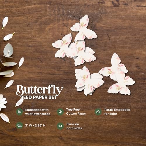 24 Favor Set, Pink Butterfly Gift Wrap Tags w/Wildflower Seeds - Image 4