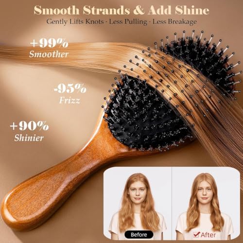 Boar Bristle Hair Brush British Craftsmanship Handmade Slick Back - Image 4