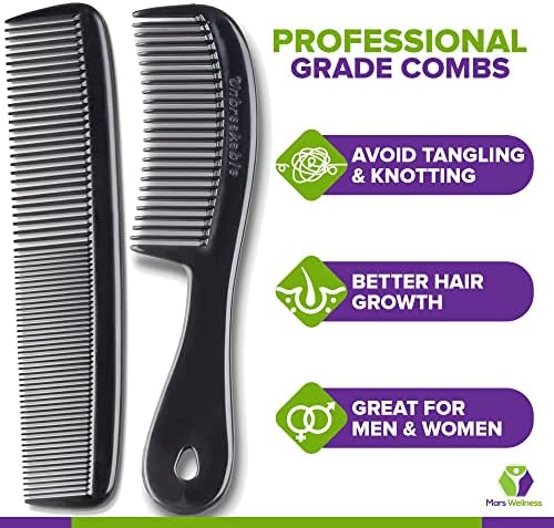 Mars Wellness 4 Piece Professional Comb Set Black - USA MADE - Fine Pro Tail Combs, Dresser Hair Comb Styling Comb - Premium Grade for Men and Women - Parting Teasing and Styling (Pack of 2) - Image 3