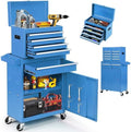 Dawmilon 5-Drawer Rolling Tool Chest with Wheels - Large Tool Storage Cabinet with Detachable Toolbox for Repair Room, Warehouse - Rolling Tool Box with Hooks, Liners, Blue by Dawmilon