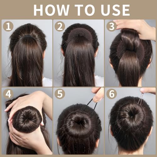 FANDAMEI Hair Bun Maker for Kids, 4PCS Donut Bun Maker Small with 4PCS Extra Small Hair Buns Kit. Ballet Hair Bun Maker for Kids, Hair Bun Set with Elastic Hair Ties, Hair Pins.(Brown) - Image 7