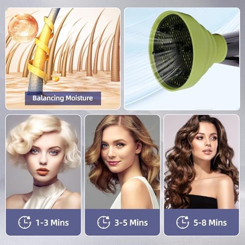 Universal Collapsible Hair Dryer Diffuser Attachment-Foldable Portable Travel and Easy Storage Hair Diffuser Fit Most Hair Dryers with Nozzle Diameter D-1.575Inch to 1.968 Inch (4-5cm)- Green - Image 7