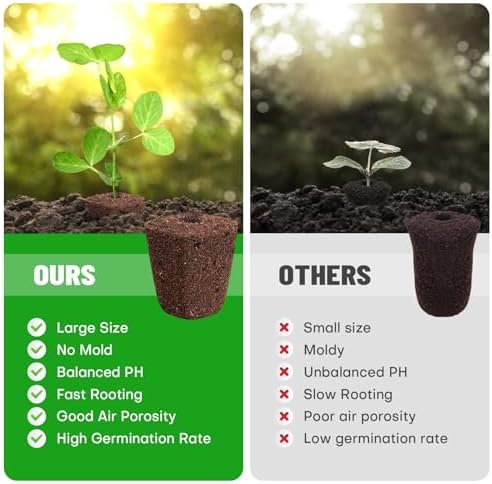 50 Pcs Seed Starter Plugs,Replacement Root Grow Sponges Plant Plugs,Great for Soil, Tray or Planting Pods, Promotes Herbs, Vegetables and Flowers Growth - Image 4
