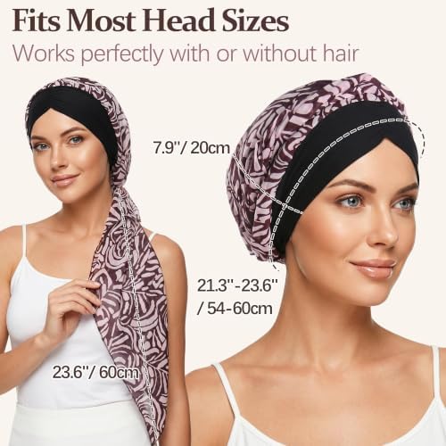Ababalaya Satin Lined Head Wrap Chemo Headwear for Women - Image 3