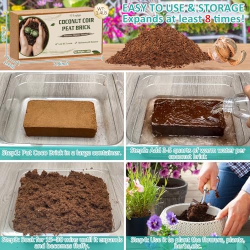 Legigo 10 Pack Coco Coir Bricks for Plants- 100% Organic Coconut Coir Soil - Image 4