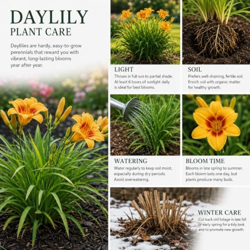 10 Daylily Bare Roots for Planting, Fast Growing, Hardy Perennial Flowers, Ideal for Border Gardens, Beds & Outdoor Landscaping - Image 5