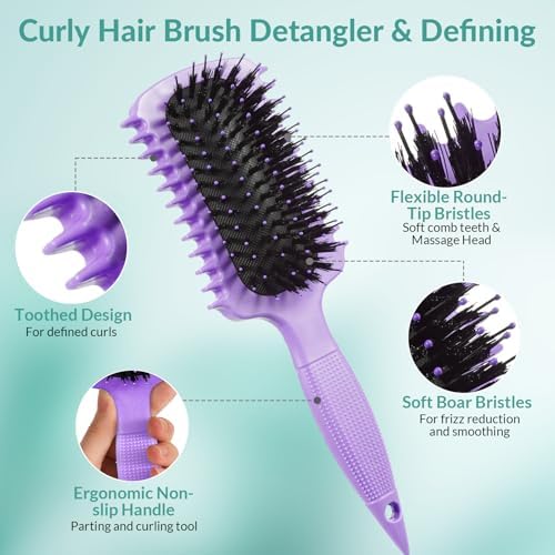 Curl Defining Brush, Curly Hair Brush Products for Effortlessly Detangling Shaping and Styling Women's Men's Curls on All Wet or Dry Hair Types, Reduces Frizz - Image 2