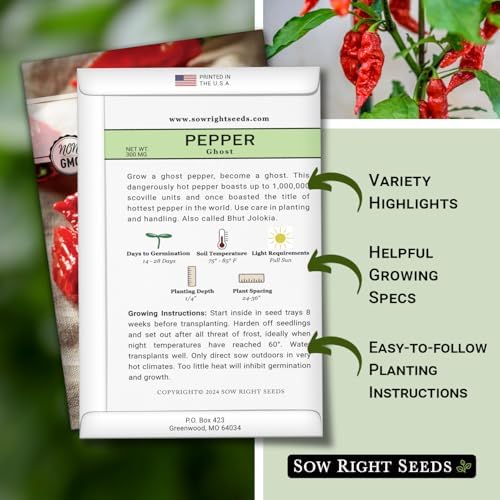 Sow Right Seeds - Ghost Pepper Seed for Planting Outdoor Hottest Peppers - Image 2