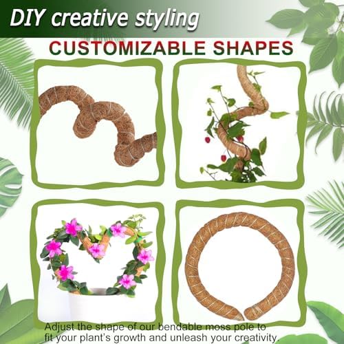 2 Pack 48'' Bendable Moss Pole for Monstera & Pothos - Tall Handmade Coco Coir Plant Support Stakes for Large Climbing Indoor Plants, Potted Houseplant Trellis Accessories - Image 6