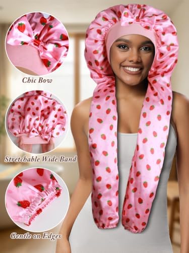 2pcs Satin Pantyhose Bonnet for Braids, Long Hair Bonnet for Women Sleeping - Image 3