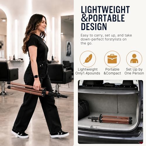 AliLeader Wig Stand Tripod with Tray 50 Inch Mannequin Head Stand Adjustable Wig Head Stand Wig Tripod Stand for Training Heads and Canvas Block Head (Mannequin Head Not Included,Latte) - Image 6