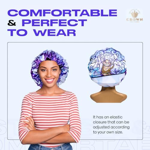 Silky Design Bonnet with Elastic Soft Band Adjustable Women and Men Bonnets for Sleeping Comfortable Satin Fabric (White Gear5) - Image 4