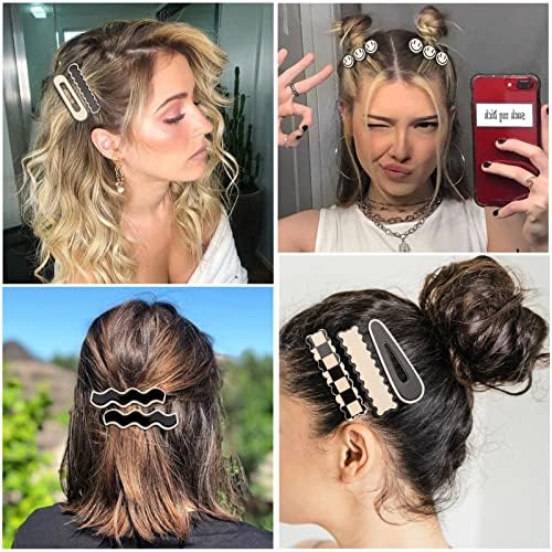 Magicsky 16PCS Black White Checkered Hair Clips, Cute Acrylic Barrettes - Image 3