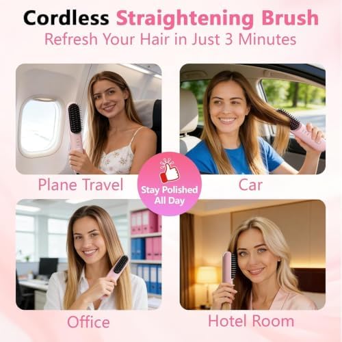 Go Brush Pro for Short Hair 2026, Cordless Hair Straightener Brush - Image 7
