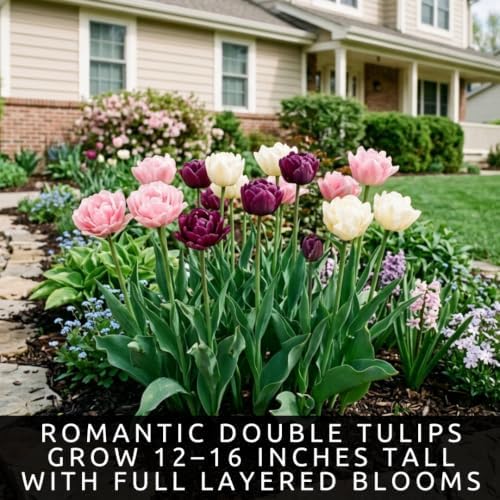 50 Romantic Double Tulip Mix Bulbs – Pink Purple Cream for Large Beds - Image 7