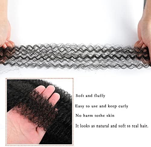 14 Inch Pre-Separated Springy Afro Twist Hair 8 Packs Black Pre-Fluffy Natural Curls are Perfect for Marley Crochet Hair Suitable for Black Women (1B#, 14 Inch (Pack of 8)) - Image 4