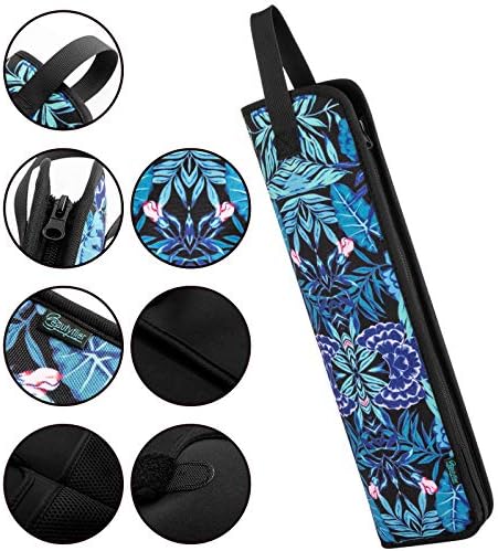 Beautyflier Universal Curling Iron Travel Case, Heat-Resistant, Canvas, Blue Flower - Image 7