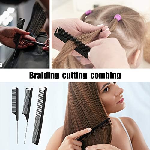 Patelai 12 Pcs Parting Combs Set Rat Tail Combs for Braiding, Black - Image 5