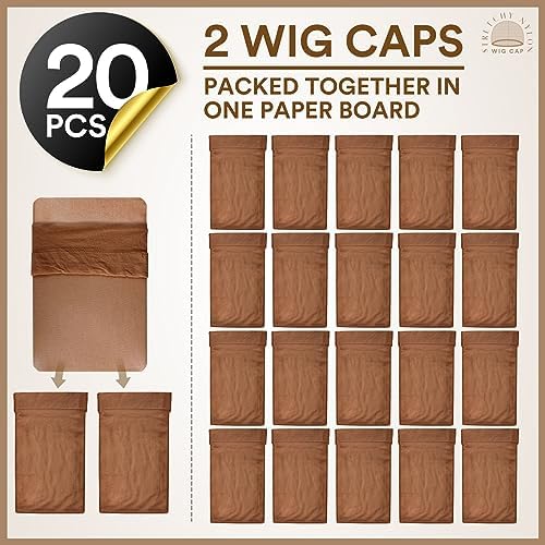 Teenitor Wig Caps, 20 Pack Stretchy Nylon Wig Caps for Women and Men Brown - Image 3
