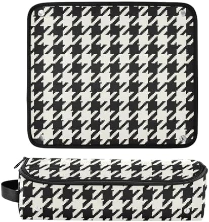Classic Houndstooth Hair Tools Travel Bag Travel Organizer Pouch with Heat Resistant Mat Portable Carrying Case for Hair Dryer Flat Irons Curling Iron - Image 3