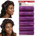 DONNA Rollers 1.75” – 12-Pack Plastic Hair Rollers for Heatless Styling, Large Snap-On Curlers for Smooth Curls & Volume, Reusable Clip-Style Rollers for Women, Durable Salon Hair Rollers, Purple by DONNA