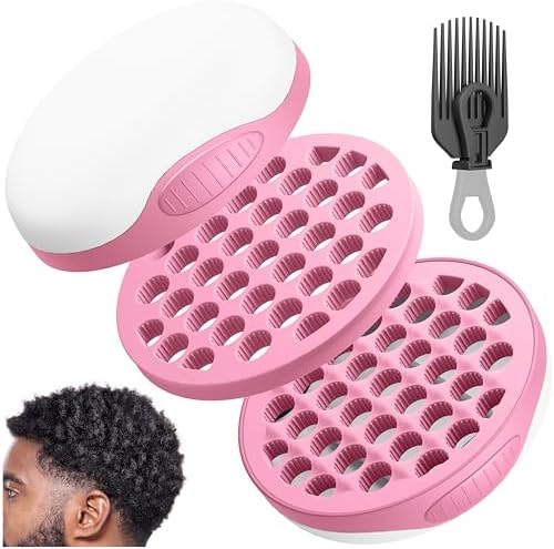 Silicone Curl Brush with Pick and Spiral Cavities, Two-Sided Hair Curling Tool for Afro Curls, Small Holes Curler for All, Pink, 1 Piece by WTTORDE