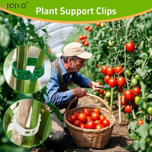 CIQIYO® 200 Pcs Plant Support Clips,Plastic Clips for Securing Plants,Tomato Vine Clips,Plant Fixing Clips,Garden Clips for Climbing Plants,Grape and Vine Vegetables (200, White) - Image 7