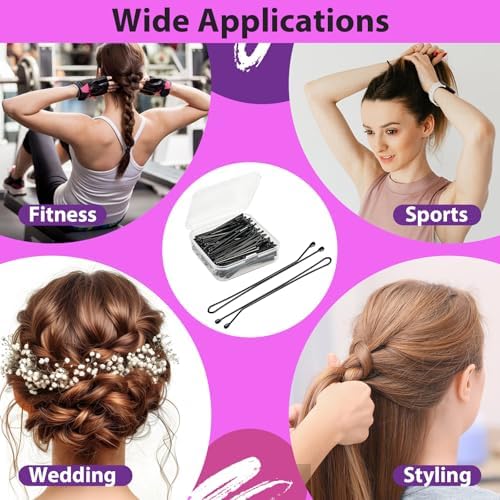 2.2 Inch Black Hair Bobby Pins Metal Clips Flat Straight Ball Tips Non-slip Decorative Long Short Women Girls Nickel Free Hairdressing Wedding Accessories with Case 100 PCS - Image 6