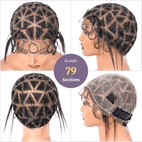 Braided Wig Cap With Human Baby Hair Crochet Wig Cap For Crochet Braids Hair Glueless Double Full Hd Lace Wig Caps For Black Women(#1B Black,79 Sections) - Image 5