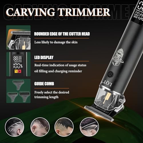 Professional 4-in-1 Barber Kit for Men, Cordless Hair Clippers & Beard Trimmer, Foil Shaver & Nose Trimmer Set with LED Display, Complete Grooming Kit for Home,Travel Case, Gifts for Men - Image 4