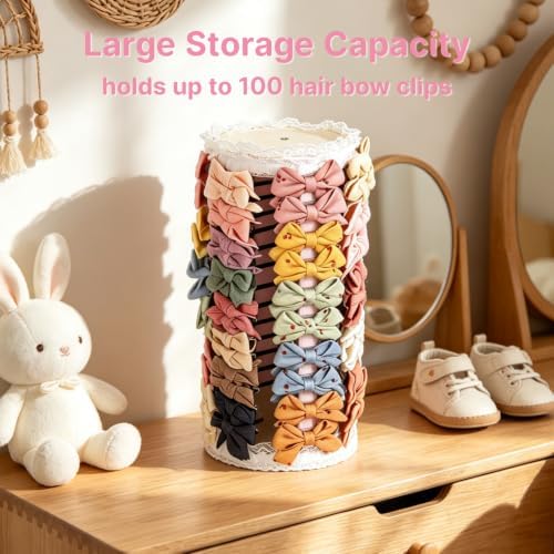 Hair Bow Organizer for Girls, 360° Display Bow Hair Clips Holder - Image 3