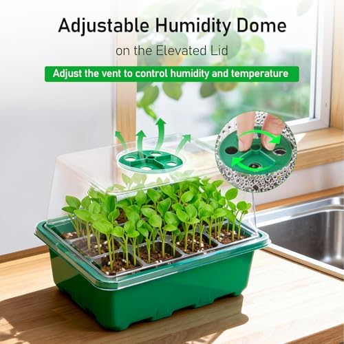 MIXC 10 Pack Seed Starter Tray, 120 Cell Stater Kit with Elevated Lid Green - Image 3