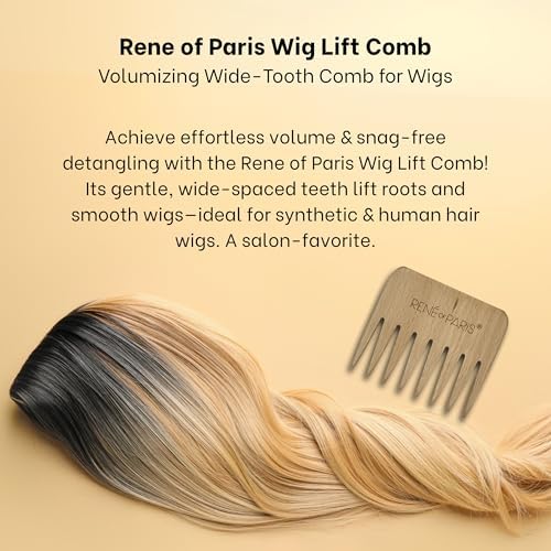 Rene of Paris Wooden Wide Tooth Comb, for Human & Synthetic Hair Wigs - Image 7