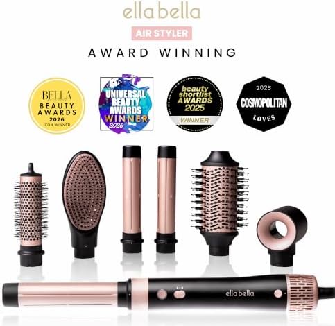 ELLA BELLA® 6 in 1 Professional Hot Air Styler & Straightener, Fast Drying - Image 3