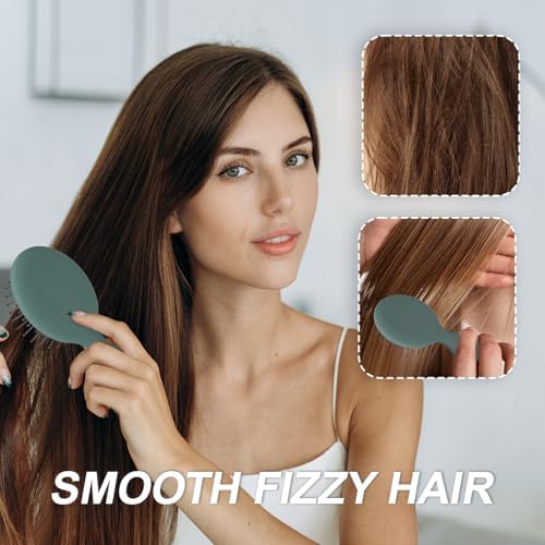 Mini Hair Bursh for Kids Women and Men, Protable Travel Size Hair Brush for Pockets Purse backpack, Mini Detangler Brush for All Hair Types, Small Hair Brush for Detangling(Green) - Image 4