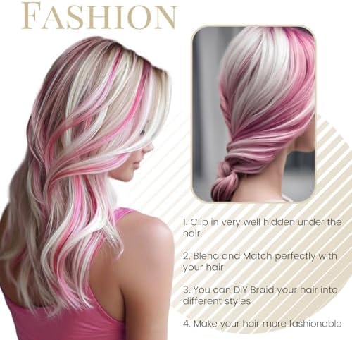 10 Pcs Colored Clip in Hair Extensions Light Purple 22 Inch - Image 5