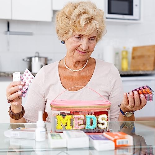 Geetery Meds Travel Bag Pink, Meds Chenille Letter Clear - Image 6