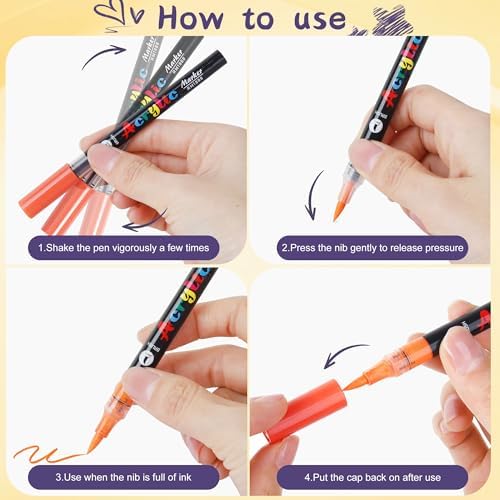Artdone 12 Colors Nail Art Pens Set, 3D Quick-Drying Acrylic Paint Markers Nail Point Graffiti Dotting Drawing Liner Brush for DIY Gel Nail Polish Design Manicure Tools - Image 3