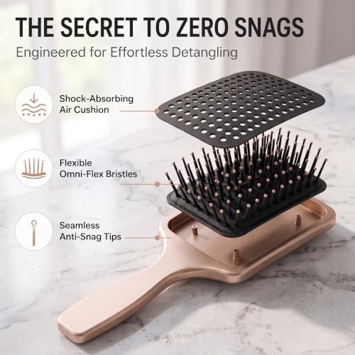 Earth & I Premium Rosegold Hairbrush - Wet & Dry Detangling Paddle Brush - Image 3