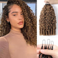 Human Crochet Hair for Black Women 150g 120 Strands Pre-separated 16 Inch Burmese Curly Crochet Human Hair Bundles 30# Auburn Ginger Feather Crochet Hair Extensions Invisible Crochet Hair by EINbeauty