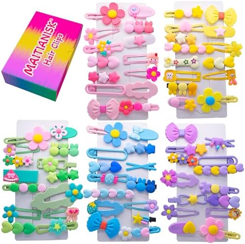 70PCS Hair Accessories for Girls Little Girl Hair Clips Barrettes for Baby Toddler Teens Women Kids Cute Candy Colorful Flower Gift for 6-18 Ages (Girls Hair Accessories) by MAITIANISK