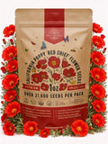 California Poppy Red Chief Seeds 1oz Over 21,000 Non-GMO Heirloom Eschscholzia californica Seeds for Planting, Individual Seed Packet, Planting Home Garden Indoor & Outdoor by OrganoRepublic