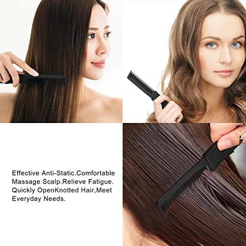 Leinuosen 3 Pack Teasing Combs with Metal Pick, Black - Image 6