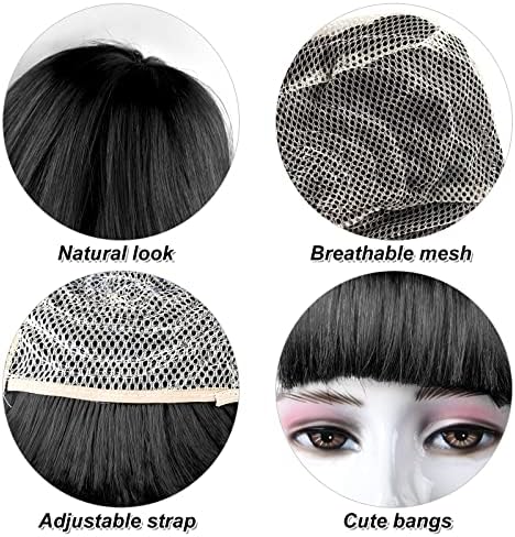 MIAHART Black Short Bob Wig and Sunglass Set, Neon Colored Wigs Sunglass Pack Costume Colorful Cosplay Wigs Daily Party Hairpieces for Bachelorette Neon Party Favors Halloween Decorations Supplies - Image 3