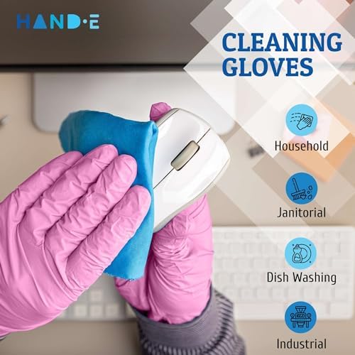 Hand-E Touch Pink Nitrile Disposable Gloves - Esthetician, Nail Tech, Hair Dye & Stylist, Cleaning Gloves - Image 4