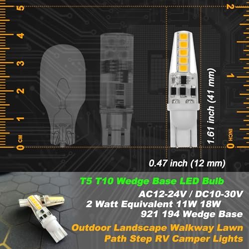 T10 Wedge Base Landscape T5 194 921 LED Bulb 2700K Warm White 3W, 8 Pack - Image 6